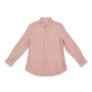 Beachlunchlounge XS Linen Blend Pink Stripe Button Down Shirt